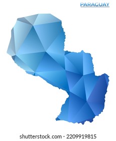 Vector polygonal Paraguay map. Vibrant geometric country in low poly style. Astonishing illustration for your infographics. Technology, internet, network concept.