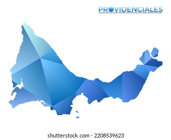 Vektor polygonal Providenciales Karte. Lebhafte geometrische Insel im Low-Poly-Stil. Eine lebendige Illustration für Ihre Infografiken. Technologie, Internet, Netzkonzept.