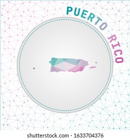 Vector polygonal Puerto Rico map. Map of the country with network mesh background. Puerto Rico illustration in technology, internet, network, telecommunication concept style.