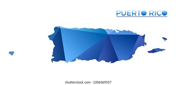 Vector polygonal Puerto Rico map. Vibrant geometric country in low poly style. Amazing illustration for your infographics. Technology, internet, network concept.