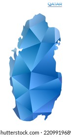 Vector polygonal Qatar map. Vibrant geometric country in low poly style. Authentic illustration for your infographics. Technology, internet, network concept.