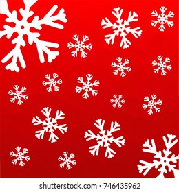 Vector polygonal red background with snowflakes