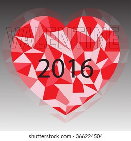 vector polygonal red heart for valentine's day