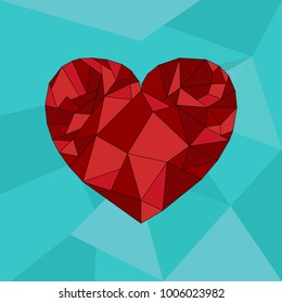 Vector polygonal red hearts.