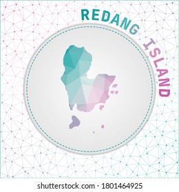 Vector polygonal Redang Island map. Map of the island with network mesh background. Redang illustration in technology, internet, network, telecommunication concept style.