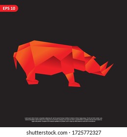Vector polygonal rhinoceros illustration. Geometric animal illustration art. 