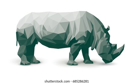 Vector polygonal rhinoceros illustration. Geometric animal illustration art.