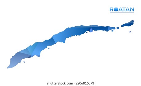 Vector polygonal Roatan map. Vibrant geometric island in low poly style. Illustration for your infographics. Technology, internet, network concept.