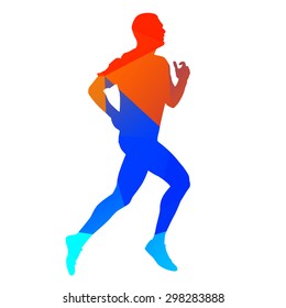 Vector polygonal running man silhouette