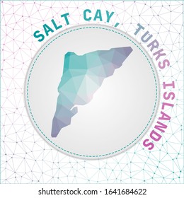 Vector polygonal Salt Cay, Turks Islands map. Map of the island with network mesh background. Salt Cay, Turks Islands illustration in technology, internet, network, telecommunication concept style.