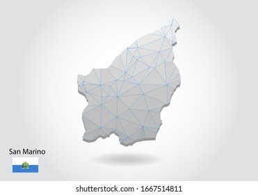 Vector polygonal San Marino map. Low poly design. map made of triangles on white background. geometric rumpled triangular low poly style gradient graphic, line dots, UI design.