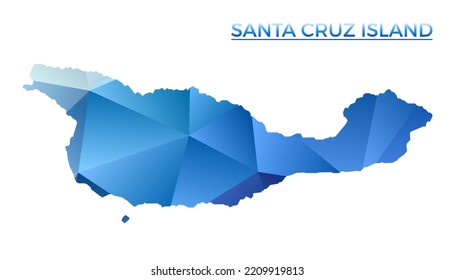 Vector polygonal Santa Cruz Island map. Vibrant geometric island in low poly style. Neat illustration for your infographics. Technology, internet, network concept.