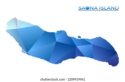 Vector polygonal Saona Island map. Vibrant geometric island in low poly style. Superb illustration for your infographics. Technology, internet, network concept.