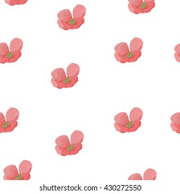 Vector polygonal seamless pattern, background with purple flower, eglantine, perfect background for cover, cartoon, cloth, interior design and wrapping paper on the pink background, brier picture