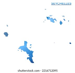 Vector polygonal Seychelles map. Vibrant geometric island in low poly style. Appealing illustration for your infographics. Technology, internet, network concept.