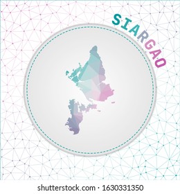 Vector polygonal Siargao map. Map of the island with network mesh background. Siargao illustration in technology, internet, network, telecommunication concept style. Artistic vector illustration.