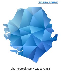 Vector polygonal Sierra Leone map. Vibrant geometric country in low poly style. Modern illustration for your infographics. Technology, internet, network concept.
