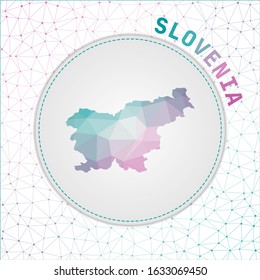 Vector polygonal Slovenia map. Map of the country with network mesh background. Slovenia illustration in technology, internet, network, telecommunication concept style . Amazing vector illustration.