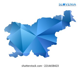 Vector polygonal Slovenia map. Vibrant geometric country in low poly style. Amazing illustration for your infographics. Technology, internet, network concept.