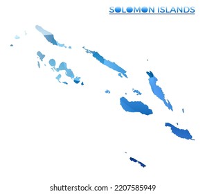 Vector polygonal Solomon Islands map. Vibrant geometric country in low poly style. Elegant illustration for your infographics. Technology, internet, network concept.