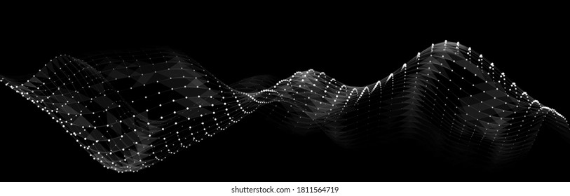 Vector polygonal space with dots and lines. Triangular structure. Background concept for your design. 3d