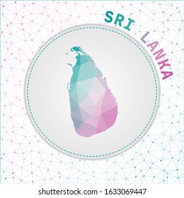 Vector polygonal Sri Lanka map. Map of the country with network mesh background. Sri Lanka illustration in technology, internet, network, telecommunication concept style . Classy vector illustration.