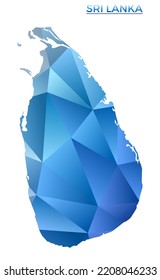 Vector polygonal Sri Lanka map. Vibrant geometric country in low poly style. Classy illustration for your infographics. Technology, internet, network concept.