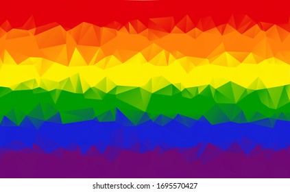 Vector Polygonal Striped Rainbow Background. Polygonal LGBT Flag