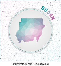 Vector polygonal Sudan map. Map of the country with network mesh background. Sudan illustration in technology, internet, network, telecommunication concept style . Cool vector illustration.