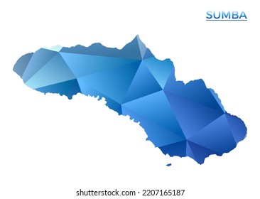 Vector polygonal Sumba map. Vibrant geometric island in low poly style. Captivating illustration for your infographics. Technology, internet, network concept.