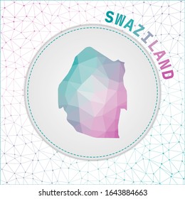 Vector polygonal Swaziland map. Map of the country with network mesh background. Swaziland illustration in technology, internet, network, telecommunication concept style.