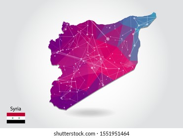 Vector polygonal Syria map. Low poly design. map made of triangles on white background. geometric rumpled triangular low poly style gradient graphic, line dots, UI design.
