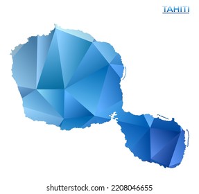 Vector polygonal Tahiti map. Vibrant geometric island in low poly style. Charming illustration for your infographics. Technology, internet, network concept.