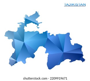 Vector polygonal Tajikistan map. Vibrant geometric country in low poly style. Beautiful illustration for your infographics. Technology, internet, network concept.