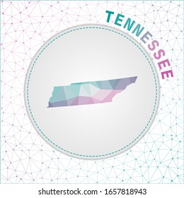 Vector polygonal Tennessee map. Map of the US state with network mesh background. Tennessee illustration in technology, internet, network, telecommunication concept style.