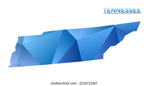 Vector polygonal Tennessee map. Vibrant geometric US state in low poly style. Vibrant illustration for your infographics. Technology, internet, network concept.