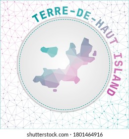 Mapa vectorial de la isla Terre-de-Haut. Mapa de la isla con fondo de malla de red. Ilustración Terre-de-Haut en tecnología, internet, red, estilo concepto de telecomunicaciones.