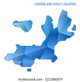 Vector polygonal Terre-de-Haut Island map. Vibrant geometric island in low poly style. Elegant illustration for your infographics. Technology, internet, network concept.