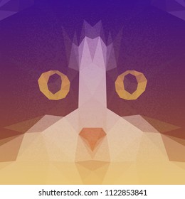 Vector polygonal texture illustration of a yellow-eyed cat.