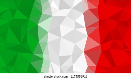 Vector Polygonal Triangle Flag of Italy. Italian National flags in low poly design for your business