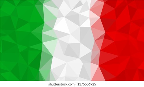 Vector Polygonal Triangle Flag of Italy. Italian National flags in low poly design for your business