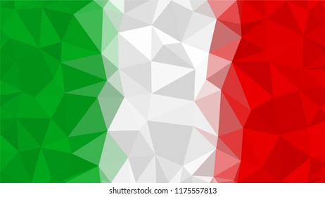 Vector Polygonal Triangle Flag of Italy. Italian National flags in low poly design for your business