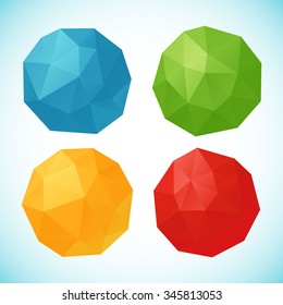 Vector polygonal triangles sphere icon template background set
