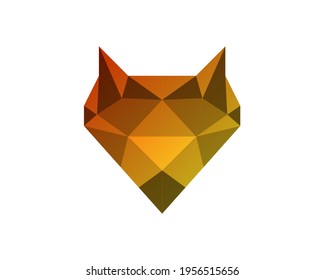 Vector polygonal triangular illustration of animal head. Origami style outline geometric fox