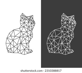 Vector polygonal triangular illustration of animal. Origami style outline geometric cat. low poly cat art vector design