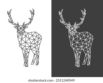 Vector polygonal triangular illustration of animal . Origami style outline geometric deer. Triangle low poly deer art vector design illustration