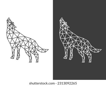 Ilustración de diseño de vectores de arte de lobo bajo de poliángulo triangular