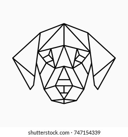 Vector polygonal triangular illustration of animal head. Origami style outline geometric dog