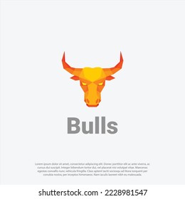 Vector polygonal triangular illustration of bulls or cow animal head. Origami style outline geometric cow logo design