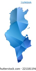 Mapa de Túnez polígono vector. Vibrante país geométrico en bajo estilo de poli. Excelente ilustración para sus infografías. Tecnología, Internet, concepto de red.